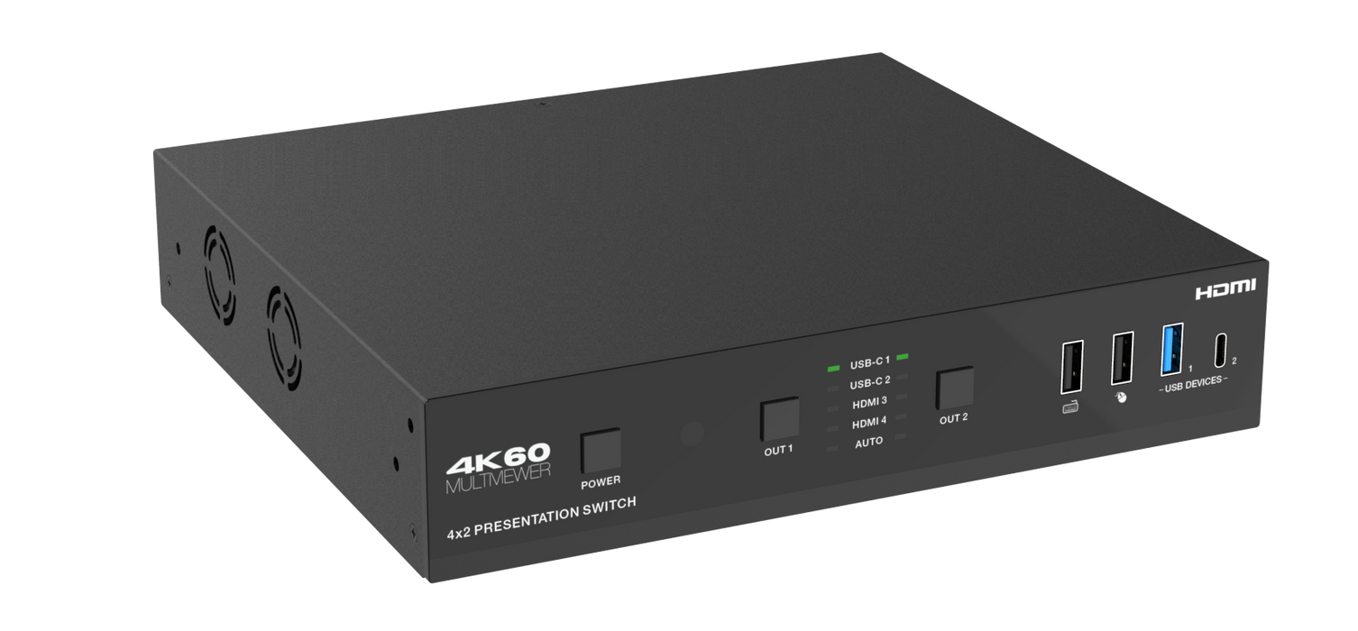 4x2 HDMI / USB-C 4K60 Seamless Presentation Switch with HDBaseT 3.0 70m Out