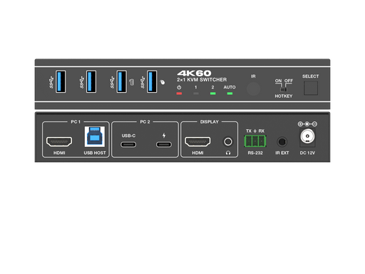 4K60 2x1 HDMI/USB-C KVM Switcher