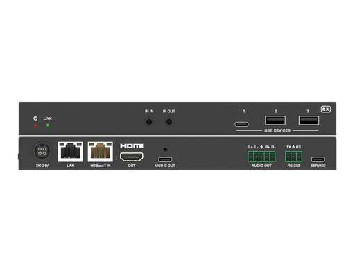 4K HDMI/USB-C over HDBaseT 3.0 Extender (100m) with USB/1G LAN and HDMI/USB-C Dual Outputs