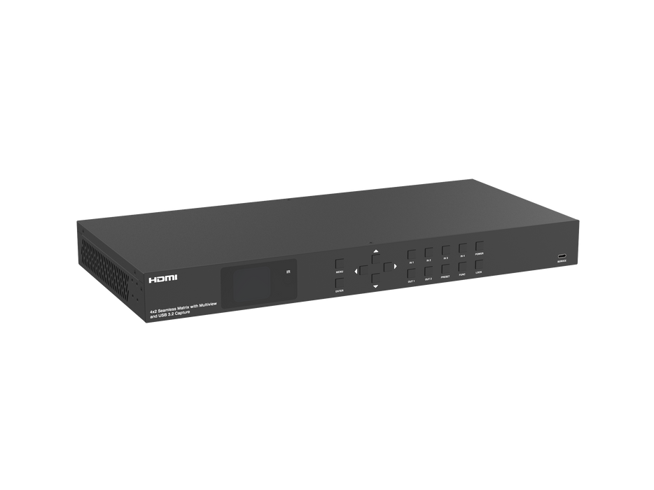 4x2 Seamless Matrix Switcher  with Multiview and USB 3.2 Capture- Model Number CAD-HPMXB42LMVUC