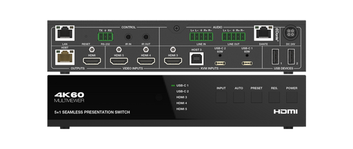 5x1 HDMITM/USB-C 4K60 Seamless Presentation Switch with HDBaseT 3.0 70m Out