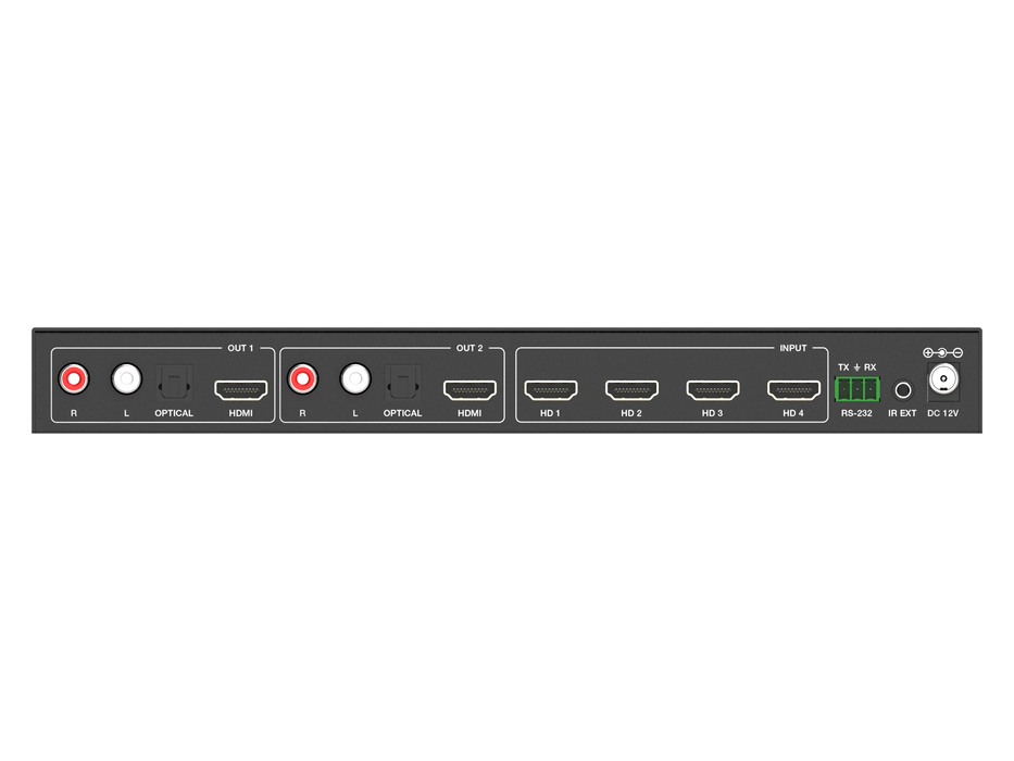 18Gbps 2x2 HDMI Matrix Switcher with Audio Extractor- CAD-MXB22AC