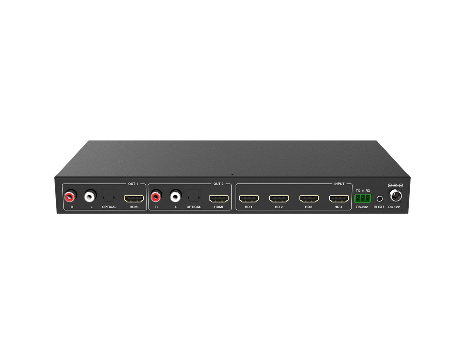18Gbps 2x2 HDMI Matrix Switcher with Audio Extractor- CAD-MXB22AC
