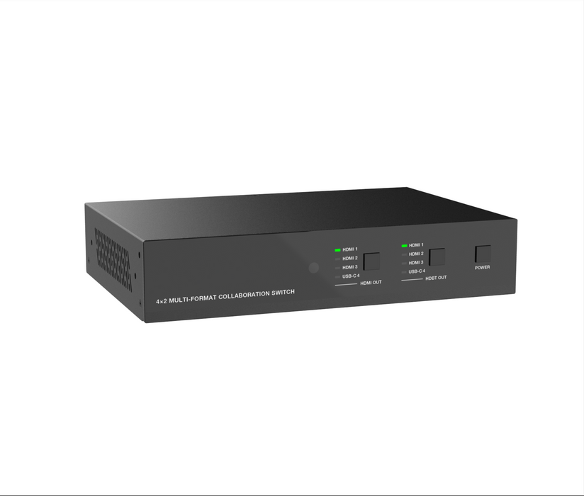 4x2 HDMI/USB-C 4K 18Gbps Multi-format Collaboration Switcher with HDBaseT 3.0 100m Out