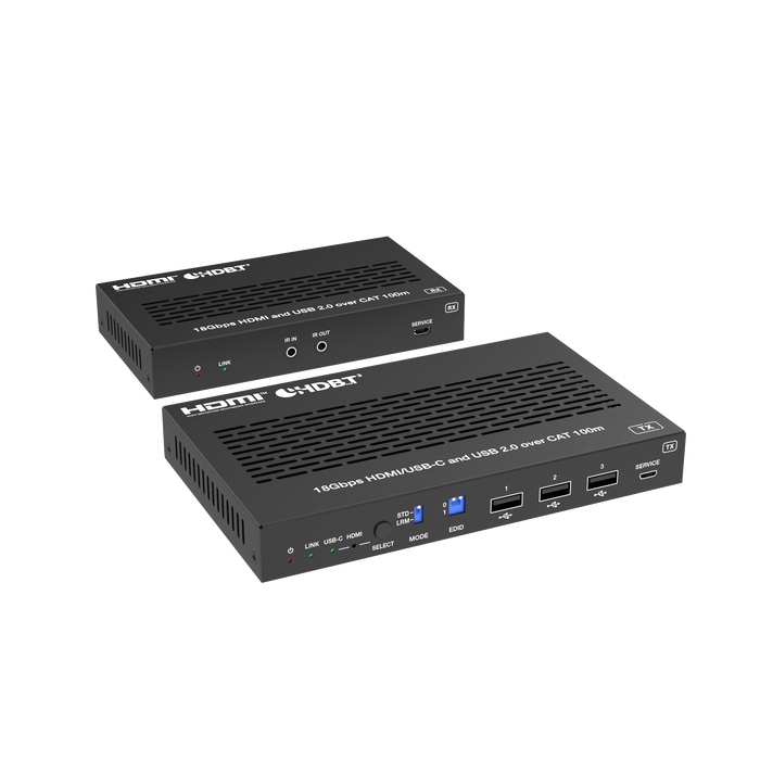 18Gbps HDMI/USB-C over HDBaseT 3.0 Extender (100m) with USB 2.0