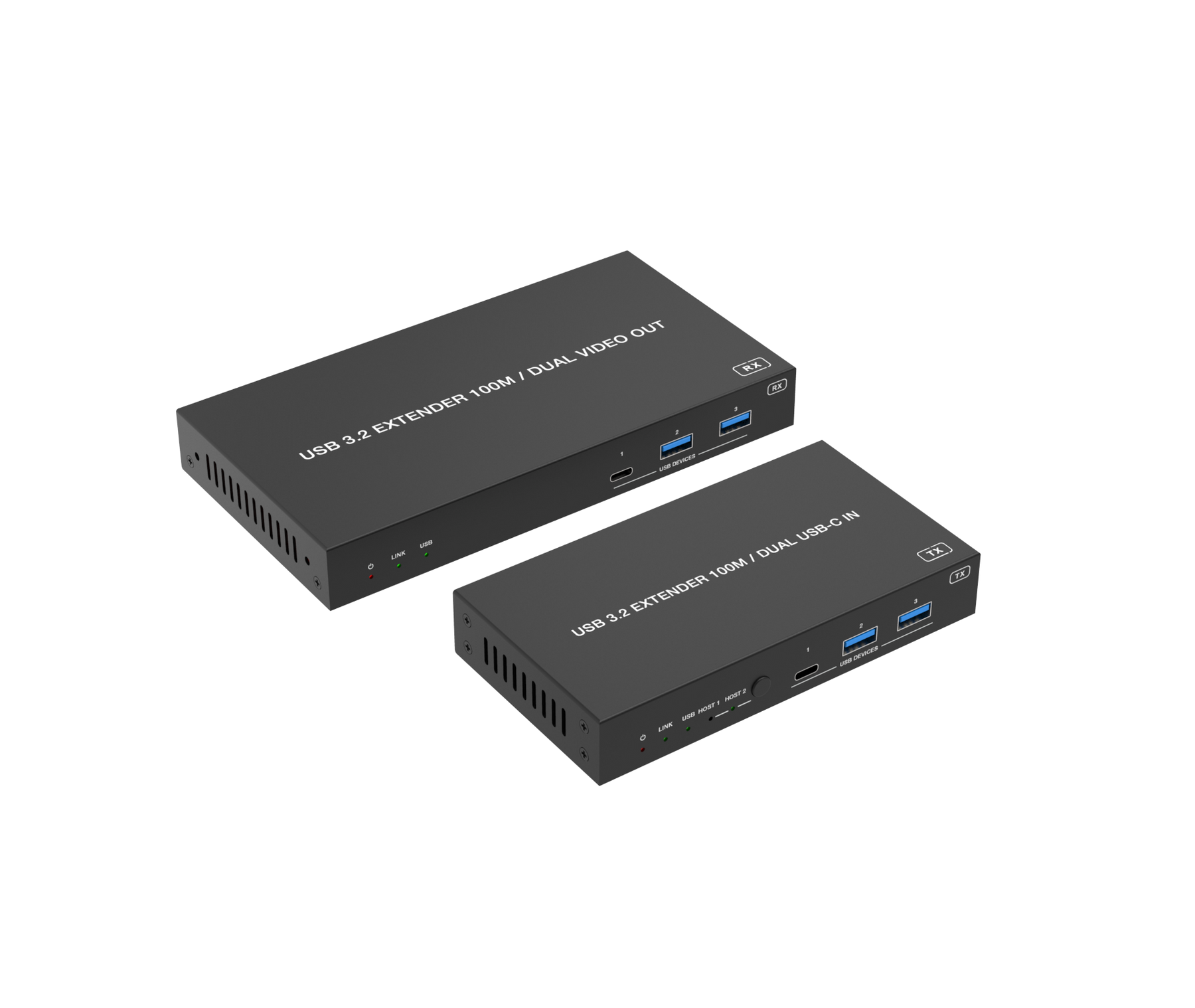 USB 3.2 Gen 1 Extender (100m) with Dual USB-C In & Video Out
