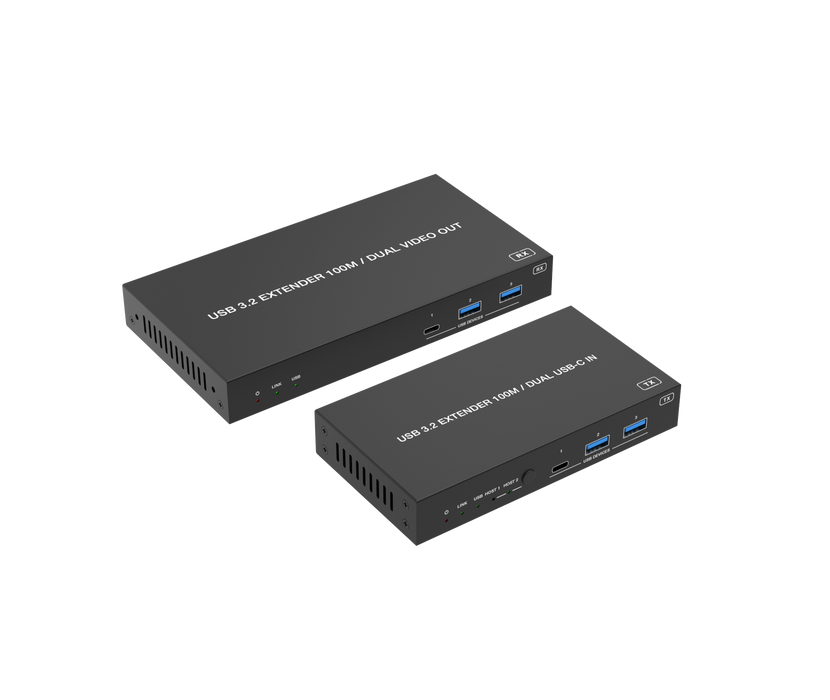 USB 3.2 Gen 1 Extender (100m) with Dual USB-C In & Video Out