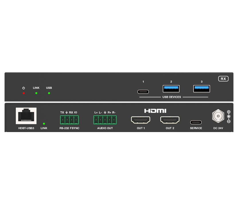 USB 3.2 Gen 1 Extender (100m) with Dual USB-C In & Video Out