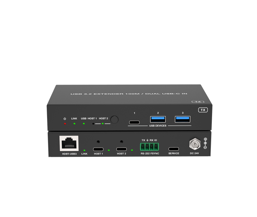 USB 3.2 Gen 1 Extender (100m) with Dual USB-C In & Video Out