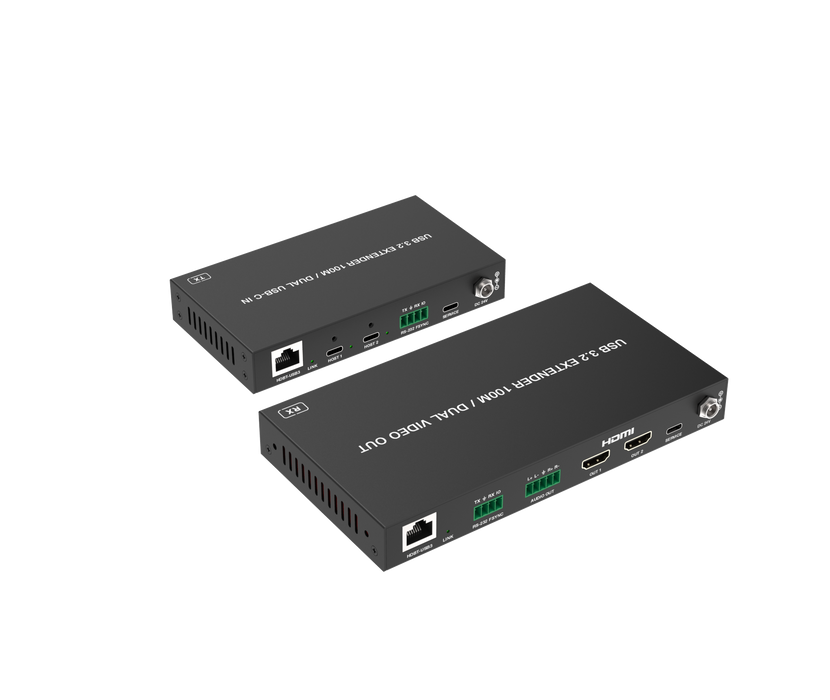 USB 3.2 Gen 1 Extender (100m) with Dual USB-C In & Video Out