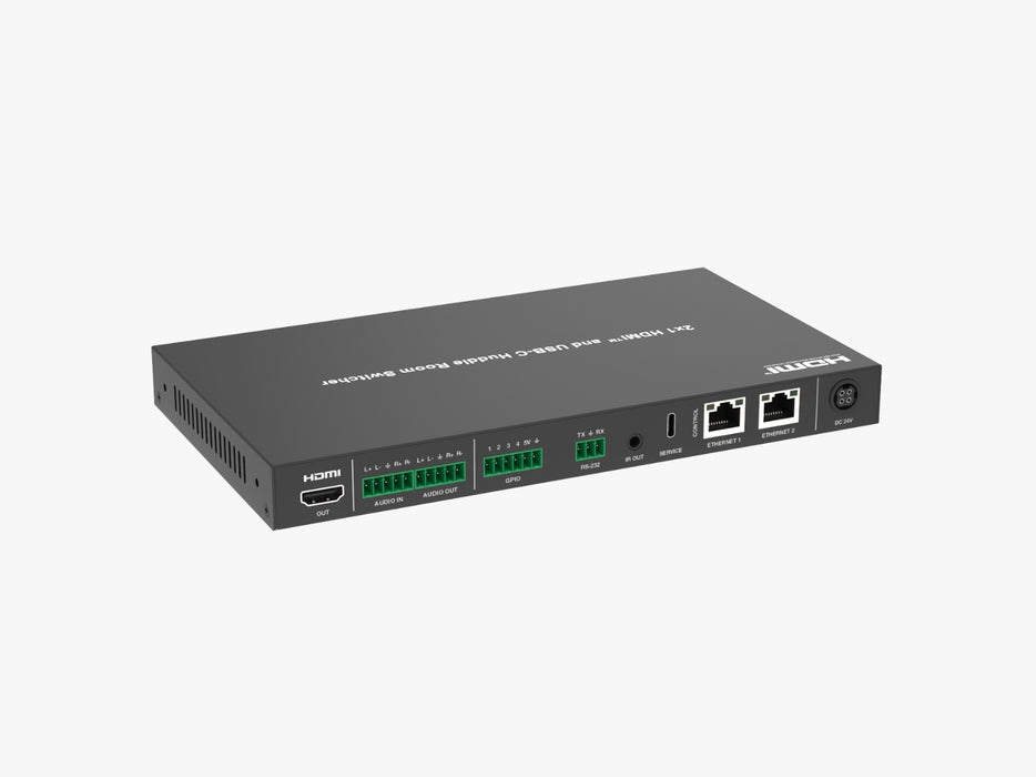 2x1 HDMI™ and USB-C  Huddle Room Switcher- Model CAD-HDPHUB21