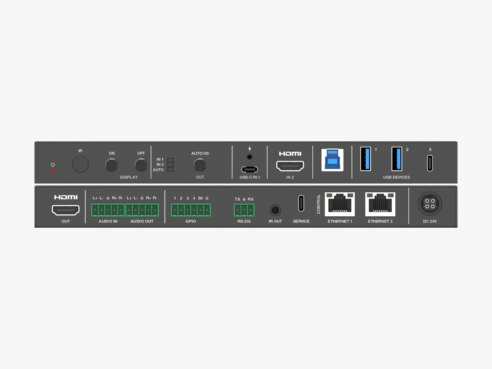 2x1 HDMI™ and USB-C  Huddle Room Switcher- Model CAD-HDPHUB21
