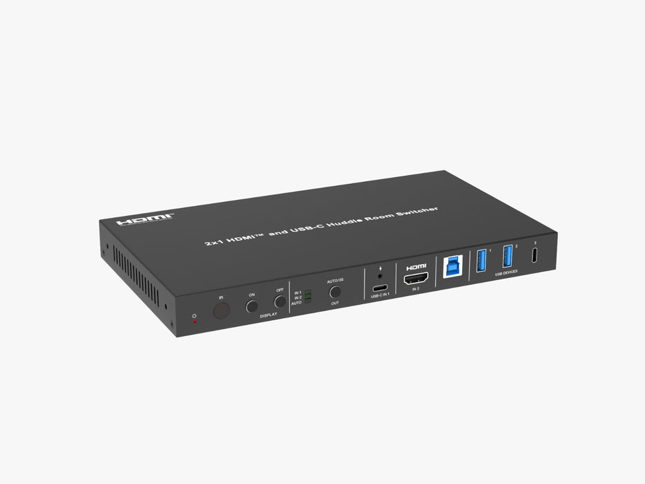 2x1 HDMI™ and USB-C  Huddle Room Switcher- Model CAD-HDPHUB21