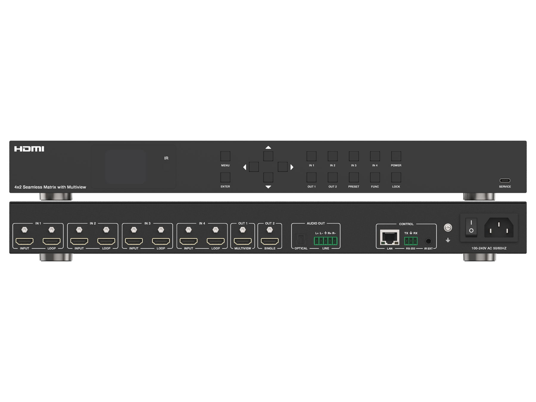 4x2 Seamless Matrix Switcher  with Multiview- CAD-MXB42LMV
