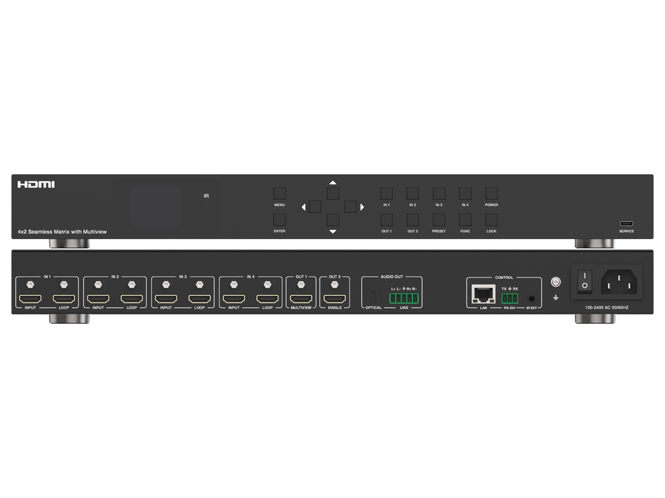 4x2 Seamless Matrix Switcher  with Multiview- CAD-MXB42LMV