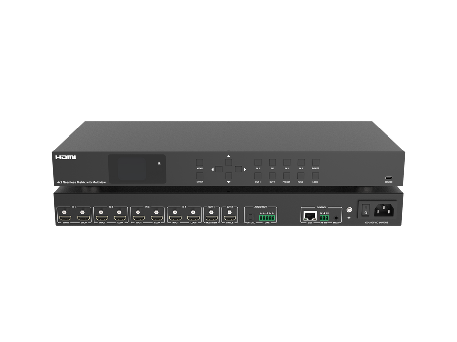 4x2 Seamless Matrix Switcher  with Multiview- CAD-MXB42LMV