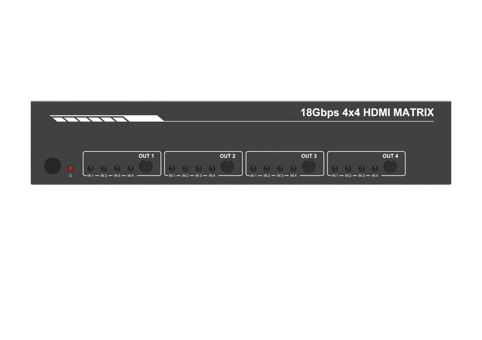 4x4 HDMI 4K 18Gbps Matrix with  scaled (4K→1080p). De-embedded audio . -CAD-MXB44P