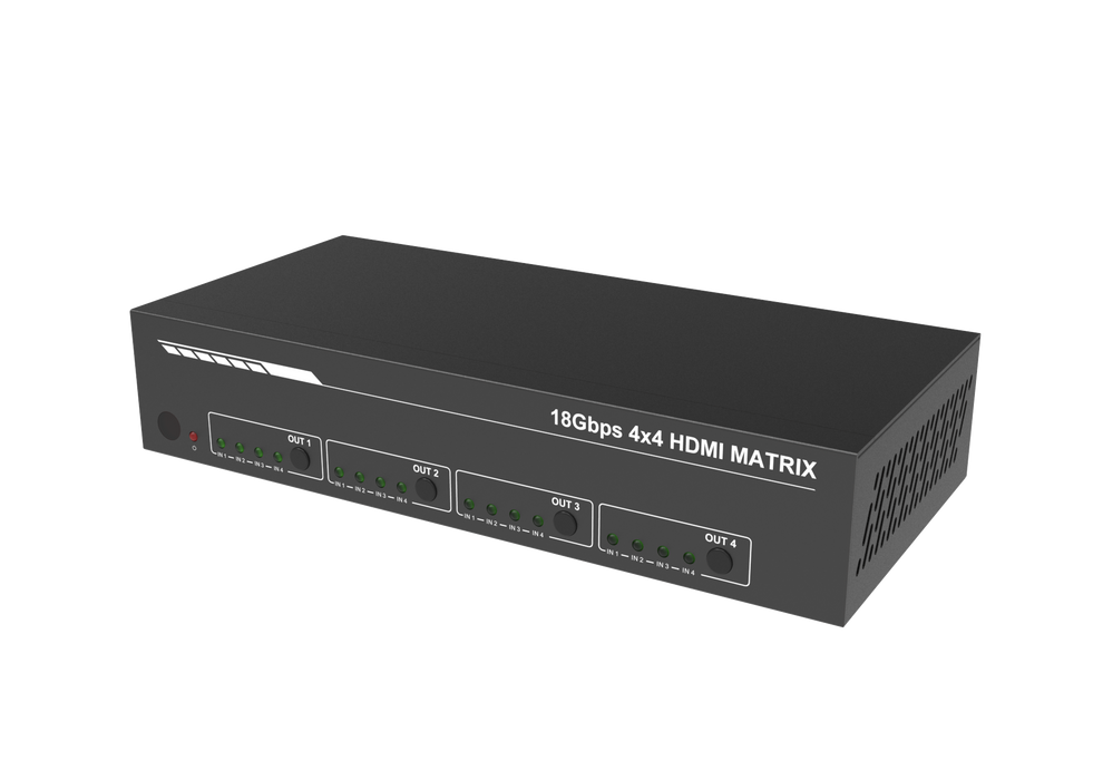 4x4 HDMI 4K 18Gbps Matrix with  scaled (4K→1080p). De-embedded audio . -CAD-MXB44P