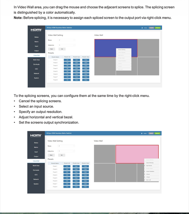 18Gbps 8x8 Seamless Matrix with Multi-view- CAD-MXB88VW