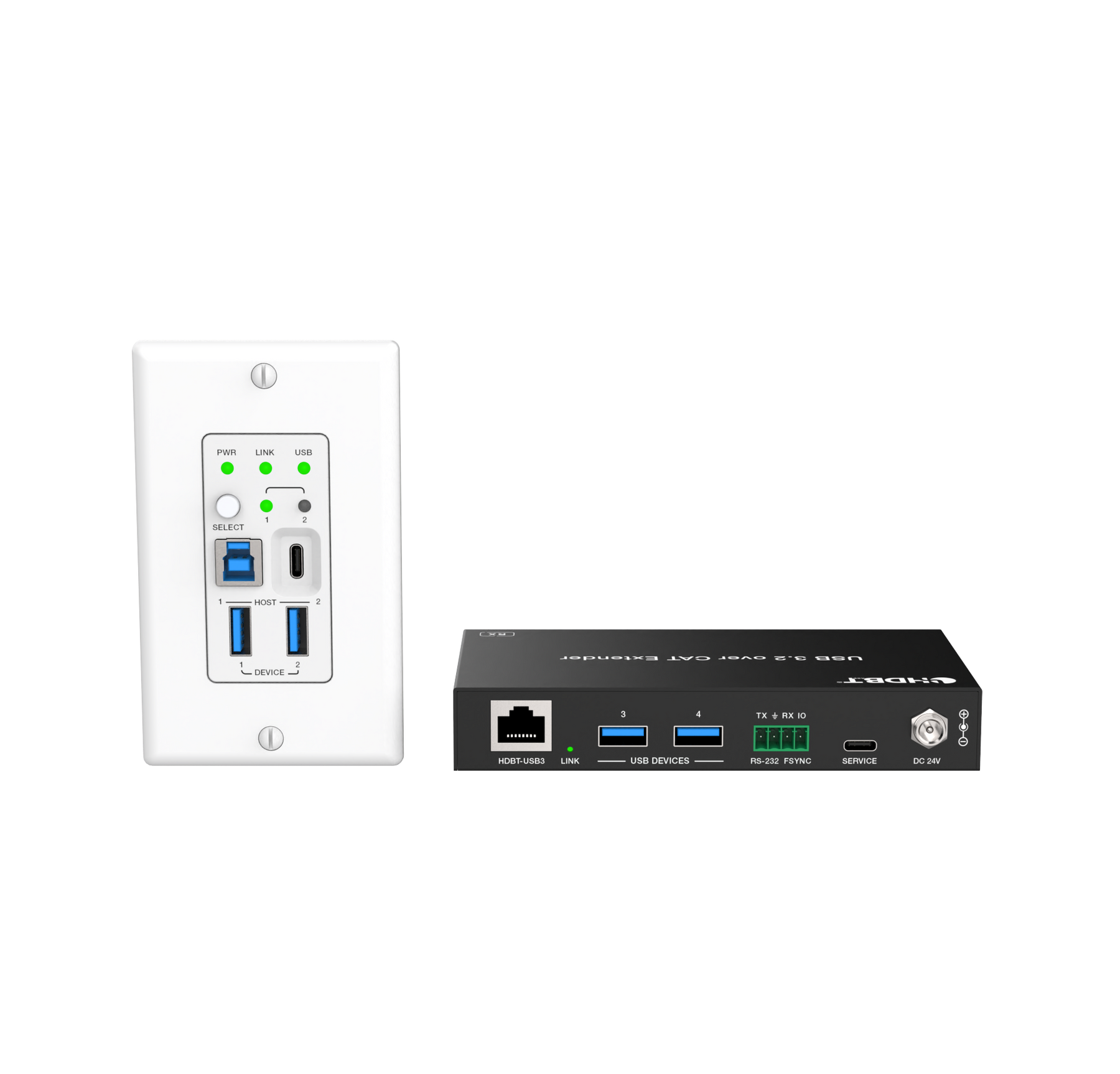 USB 3.2 Gen 1 -Extender 100m (Wall Plate/Box)
