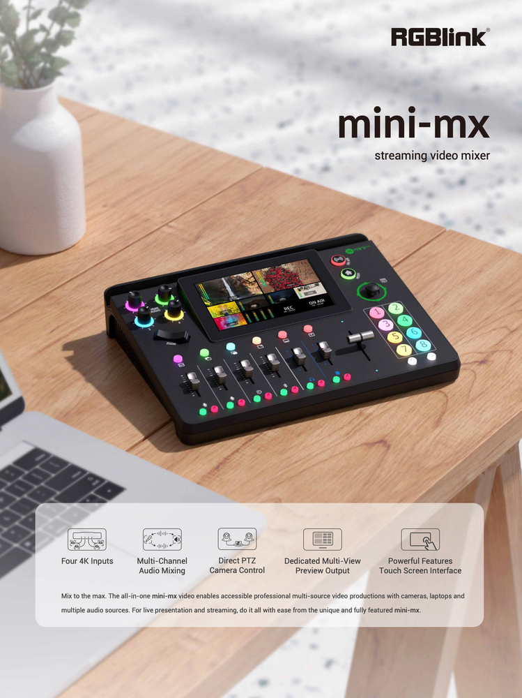 4K multi-channel streaming video mixer RGB LINK mini-mx