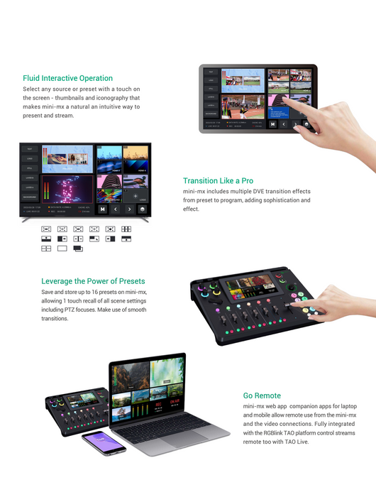 4K multi-channel streaming video mixer RGB LINK mini-mx