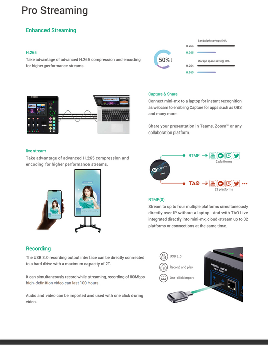 4K multi-channel streaming video mixer RGB LINK mini-mx