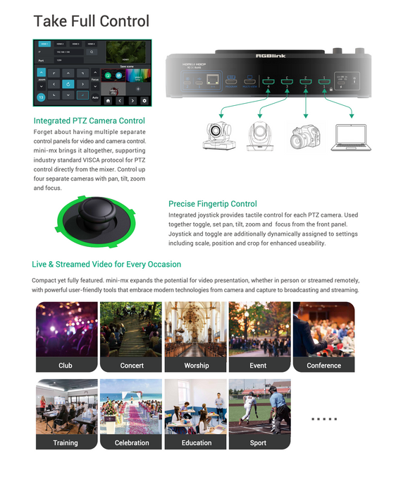 4K multi-channel streaming video mixer RGB LINK mini-mx