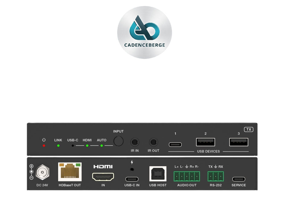 4K60 HDBaseT 2.0 Extender (100m) with HDMITM/USB-C Dual Inputs - CADHPEHB100HCU2K