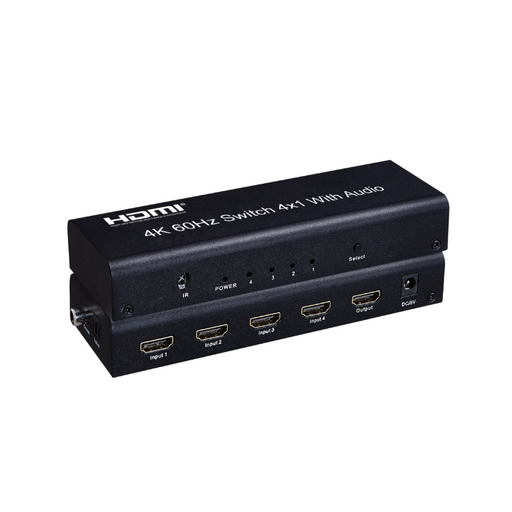4 in 1 Out 4K HDMI Switcher with optical fiber and coaxial out