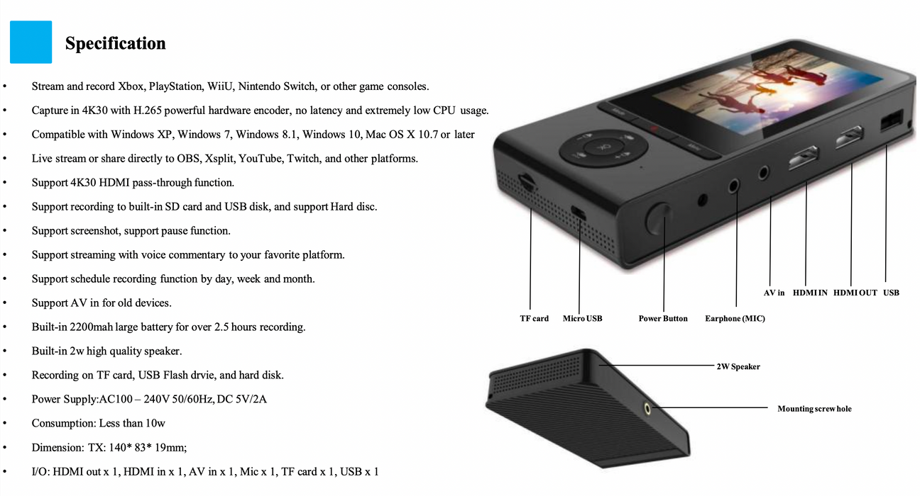 Medical Laparoscopic Surgical Video Recorder 4K