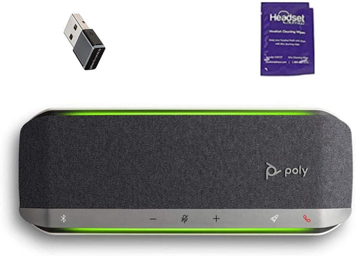 POLY SYNC 20+ USB-A Microsoft Bluetooth Wireless Speakerphone with USB-A BT600 Dongle Bundle with Headset Advisor Wipe